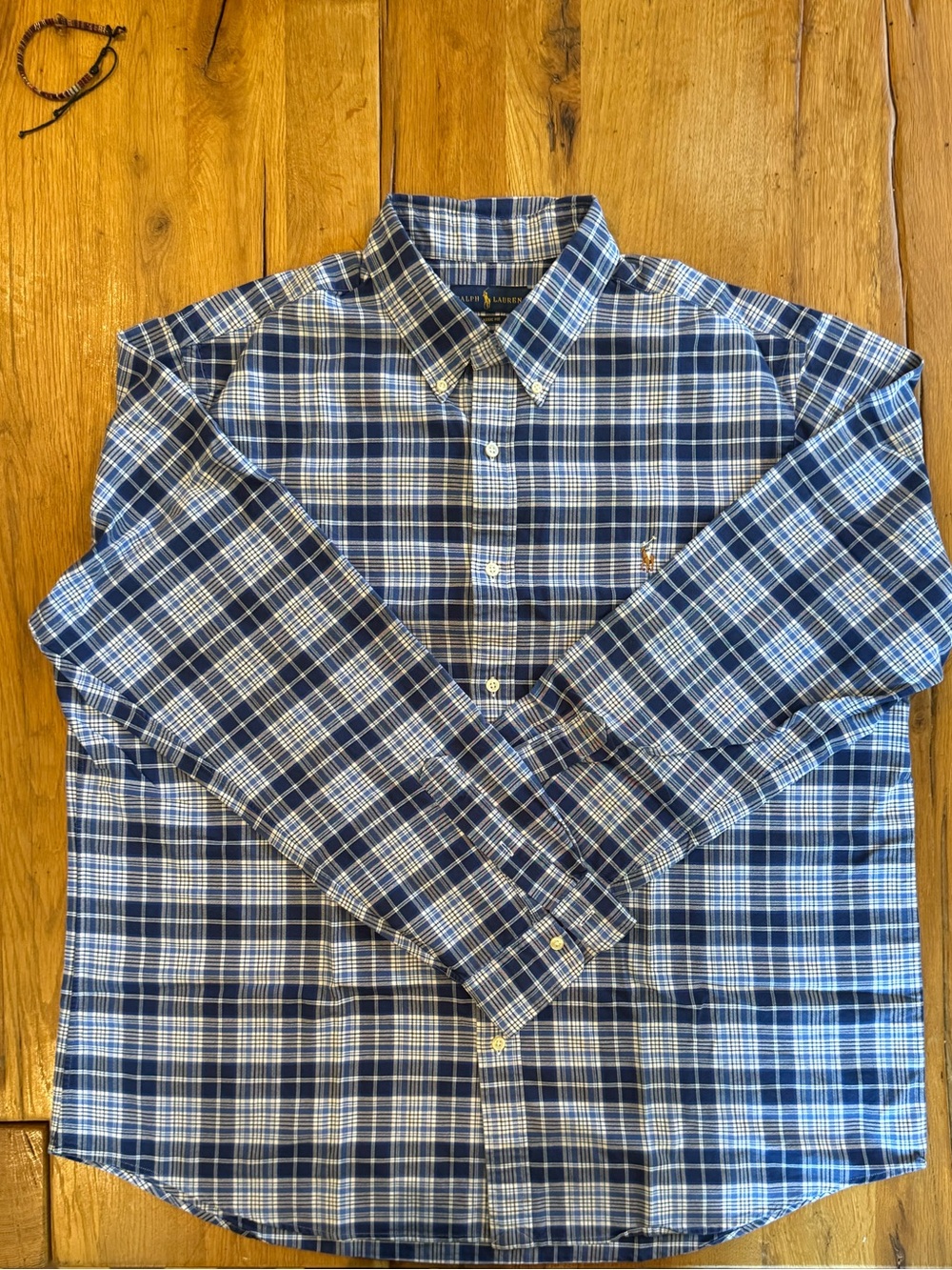 Ralph Lauren Blue & White Plaid Button-Down Shirt